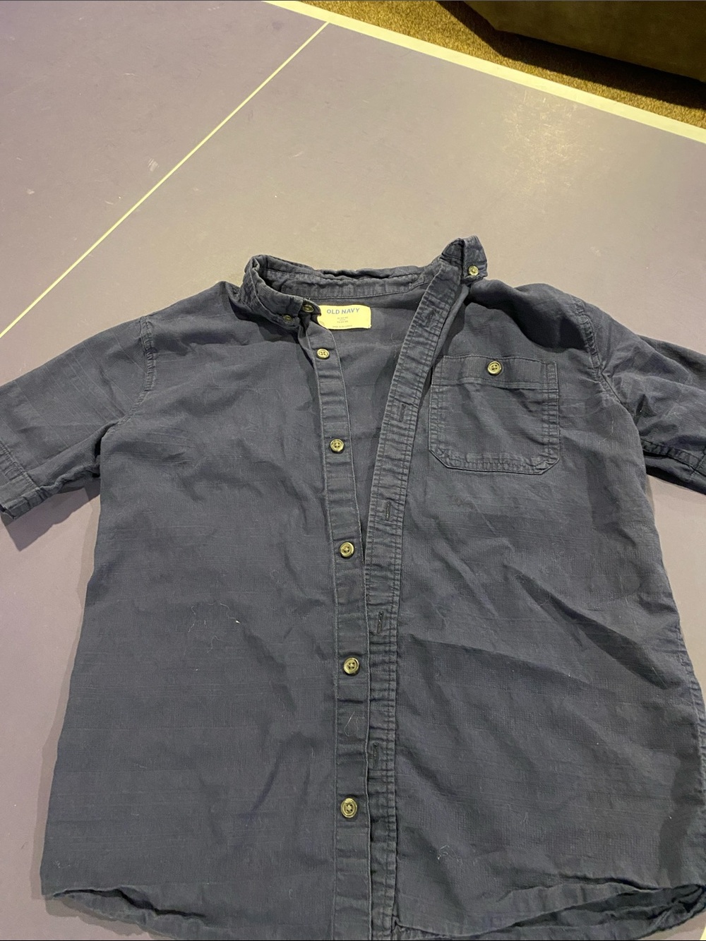 Old Navy Navy Short-Sleeve Button-Down Pocket Shirt